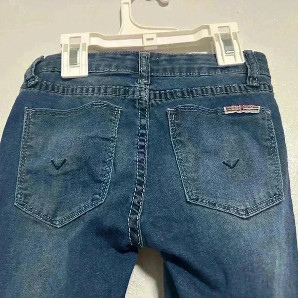 250. Hudson Skinny Jeans Distressed Ripped Girls Size 8 Dark Wash Straight - Picture 5 of 7